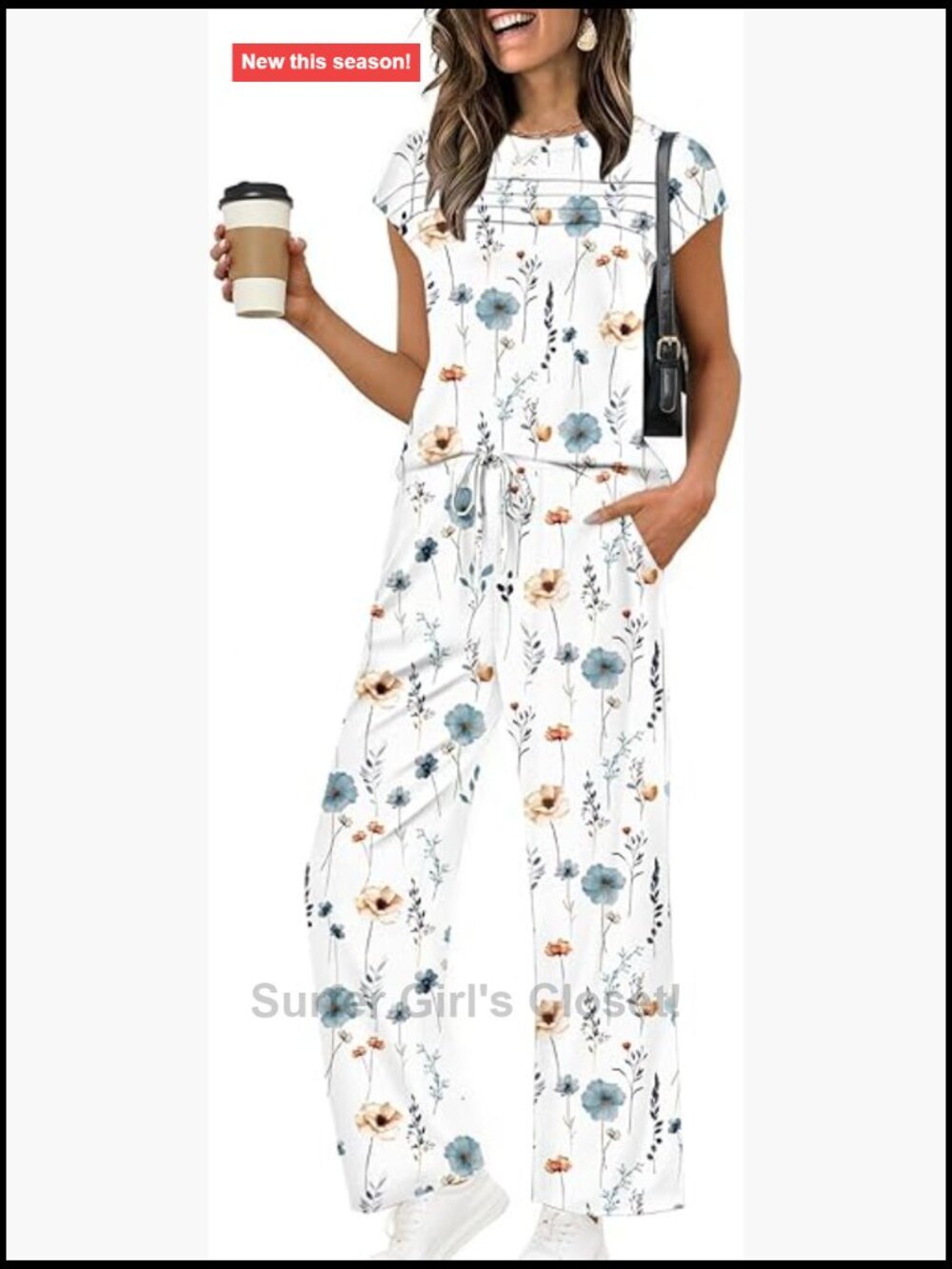Women's Cap Sleeve Lounge Set With Pockets Two Piece Travel Outfit